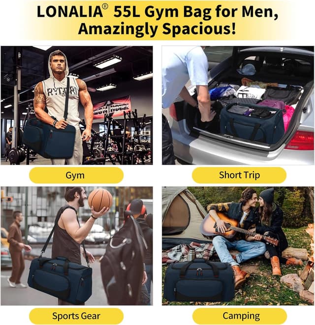 Detalle de LONALIA 55L duffle bag 22 inch gym travel