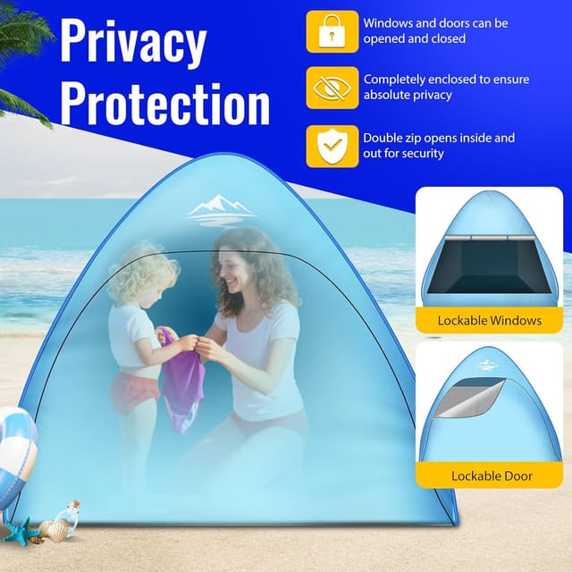 Detalle de Pop Up Beach Tent 1-3 Person, 50+ UV