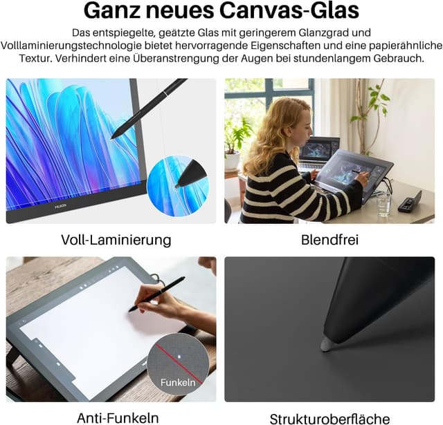 Detalle 2 de HUION Kamvas Pro 19 4K Grafiktablett mit Display (18,4 Zoll) und Touchscreen