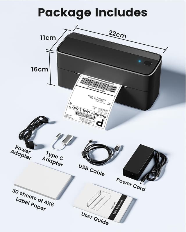 Detalle 2 de Phomemo 241BT Bluetooth 4x6 Wireless Thermal Shipping Label Printer for Small Business (Black)