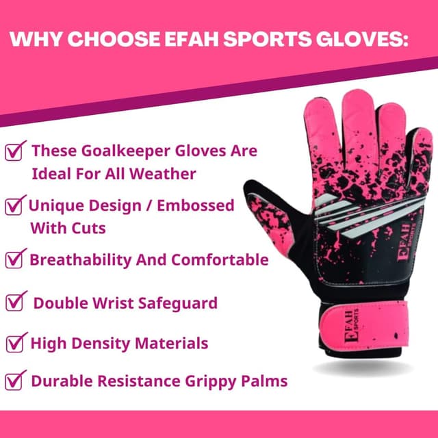 Detalle de EFAH SPORTS Kids Soccer Goalkeeper Gloves with Strong Grips and Hook-and-Loop Wrist Support