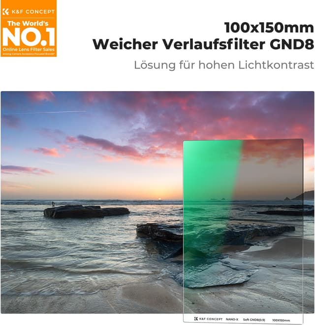 Detalle 2 de K&F CONCEPT Nano-X Soft GND8 0,9 ND 100x150 mm