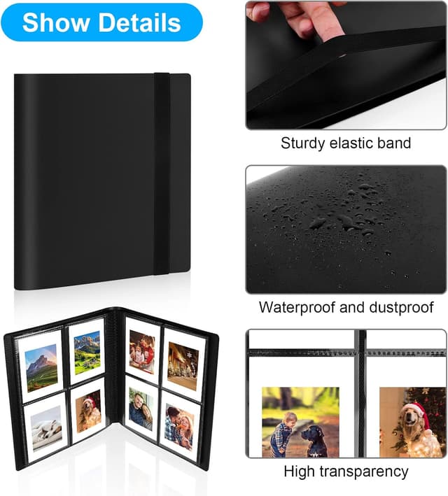 Detalle de Album photo Flintronic pour film 3 pouces (160 poches, 20 autocollants) — pour Instax Mini, Polaroid, Kodak