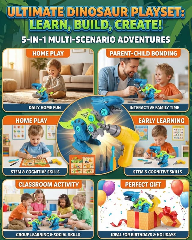 Thumbnail 5 de Jovrun Dinosaur Take-Apart Kit with Drill