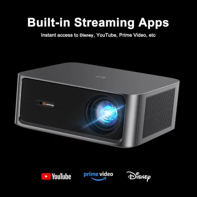 Detalle 2 de HAPPRUN KC7 PRO Outdoor Projector (2500 ANSI Lumens) with Built-in Streaming, 4K Decoding, Dolby Audio, Wi‑Fi 6 & Bluetooth 5.2
