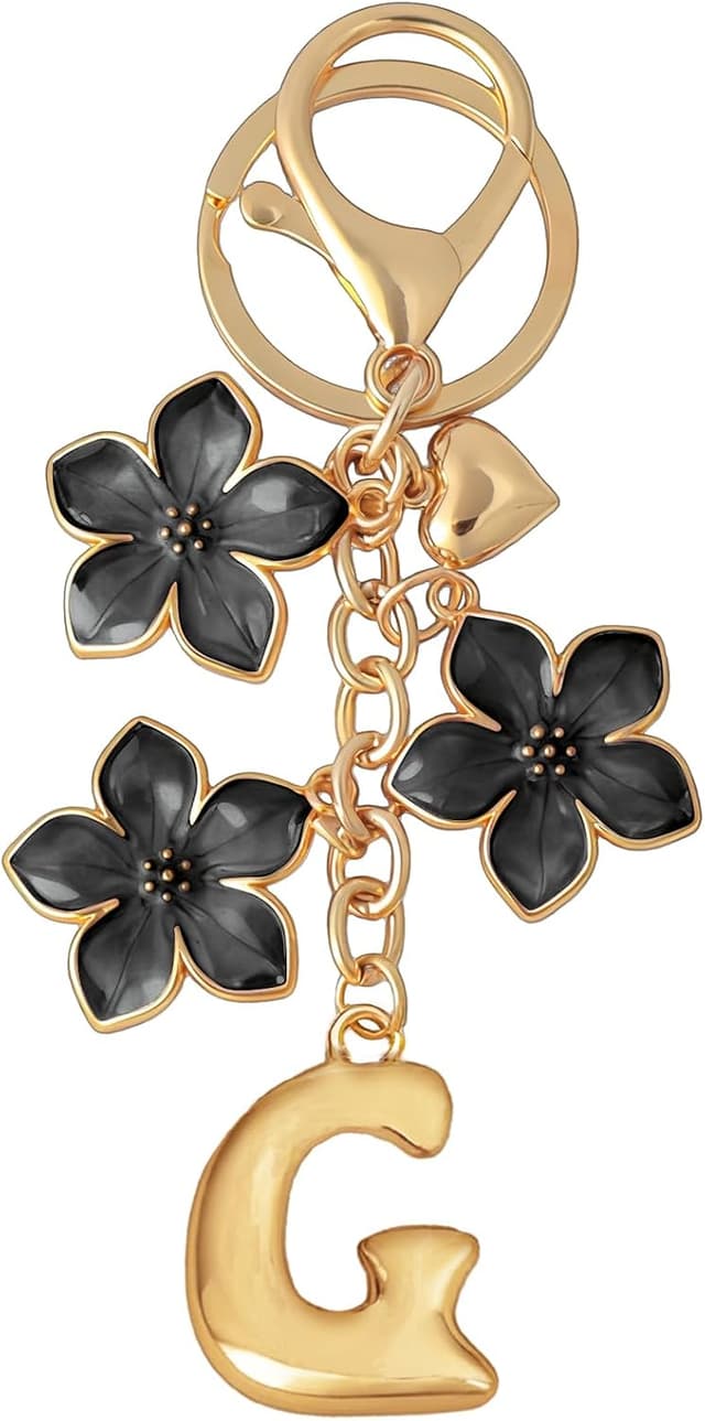 Thumbnail 6 de Snylcce Bubble Initial Keychain with Graceful Flower Charms and A–Z Letter Option