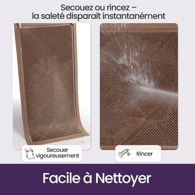 Detalle 2 de Paillasson extérieur DEXI 43 x 90 cm marron antidérapant avec trous de drainage