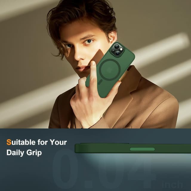 Thumbnail 6 de ORETECH magnetische Hülle für iPhone 15 Plus (6,7") mit 2 Schutzfolien + Kameraschutz, stoßfest, Mag-Safe-kompatibel – Grün