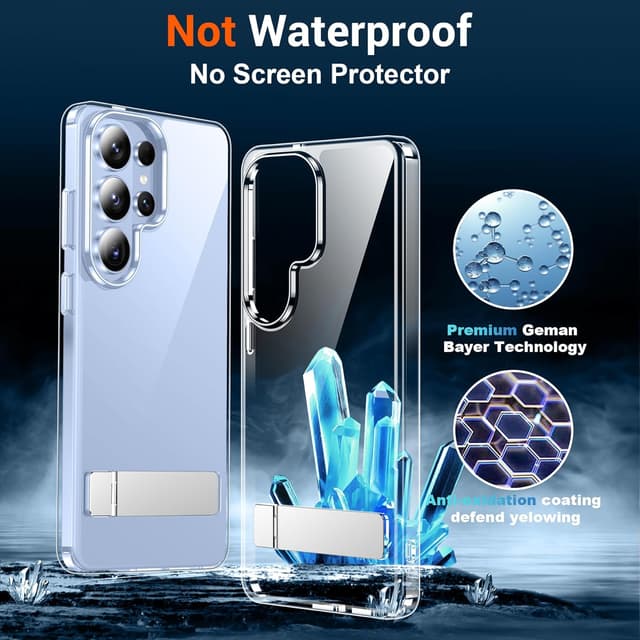 Detalle 2 de Temdan Designed for Samsung Galaxy S26 Ultra Slim Case with Hidden Kickstand, Military-Grade Drop Protection & Anti-Yellowing Crystal Clear Design