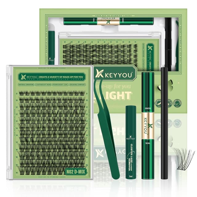 Thumbnail 6 de KEYYOU Natural Lash Clusters Kit (144 pcs) DIY Lash Extension Set with Bond, Seal, and Tools (D Curl, 8–18 MIX)