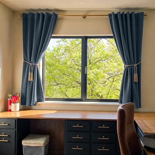 Detalle de Lazzzy Velvet Blackout Curtains (Dark Slate) — Thermal Insulated Room Window Drapes, Rod Pocket, 2 Panels (52" x 63")