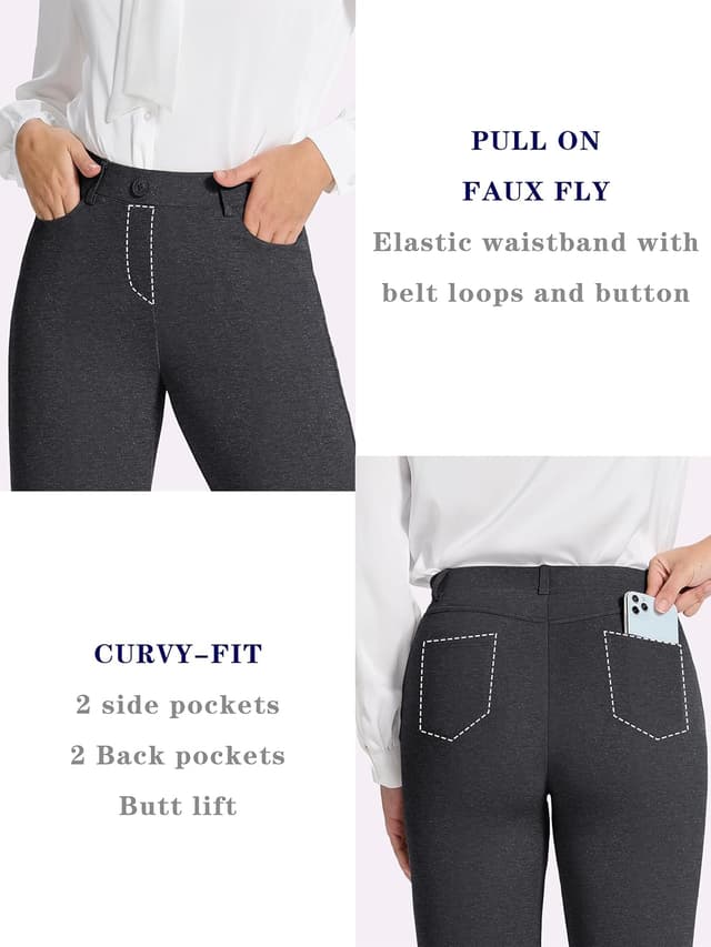 Detalle de Tapata Damen Gerade Stretch-Hose mit Taschen (71/76/81/86 cm Innennaht) für Büro & Alltag