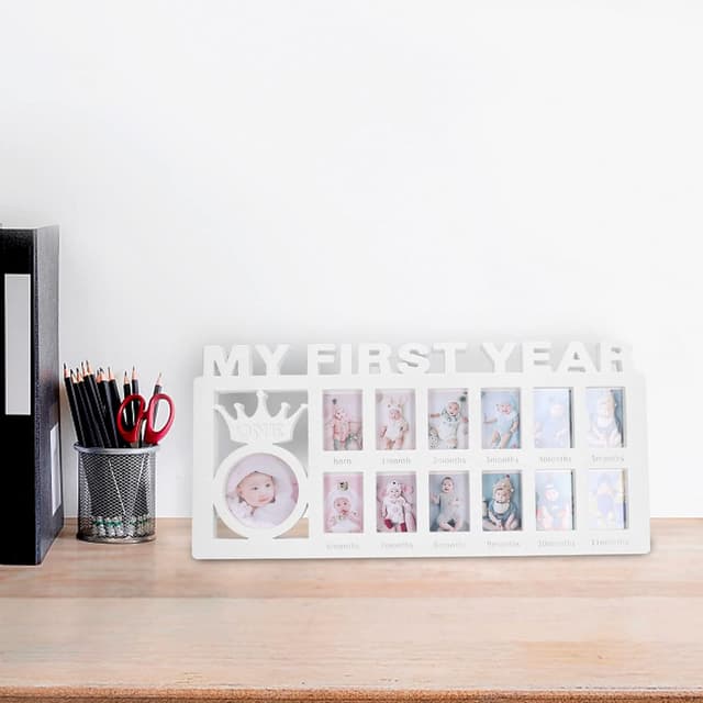 Detalle de Cornice bianca per foto del primo anno (12 mesi) con design elegante e supporto