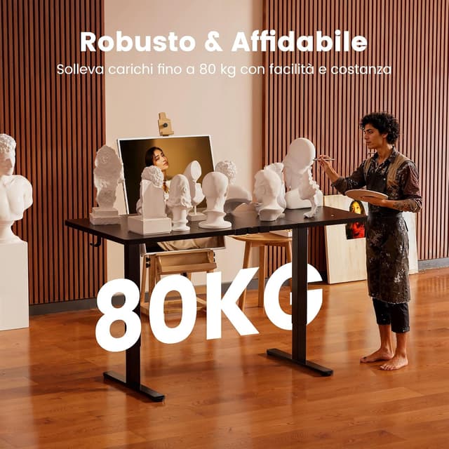 Thumbnail 6 de ErGear scrivania regolabile in altezza 120 x 60 cm con pannello smart e 4 memorie, tavola splice (nero)