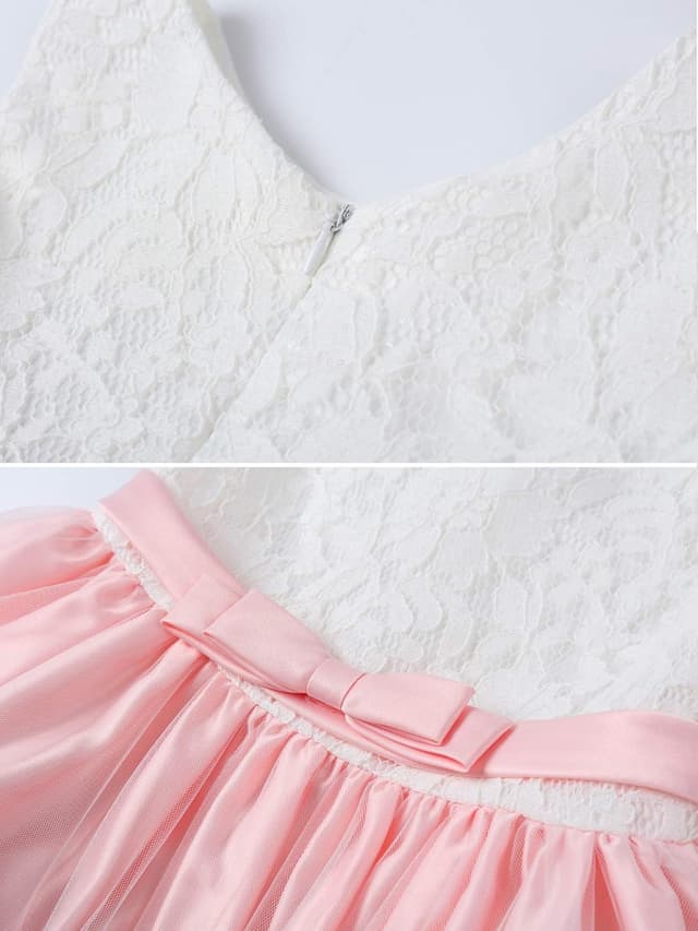 Detalle de LZH Baby Girls Ruffle Lace Backless Dress with Headwear