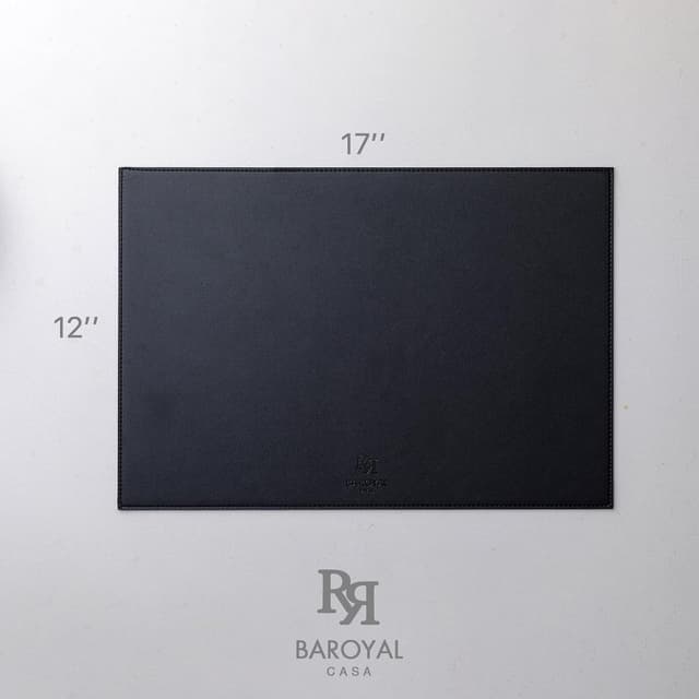 Thumbnail 6 de Baroyal Faux Leather Placemats (Set of 6) — Vinyl Washable, Non-Slip, Heat-Resistant Table Mats for Indoor/Outdoor Dining (Black)