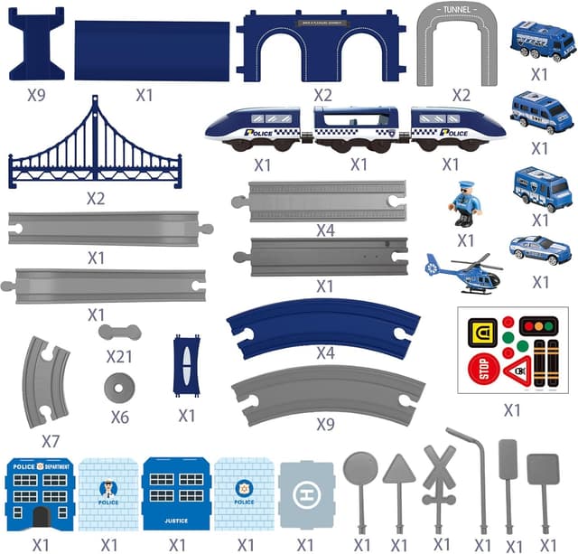 Thumbnail 6 de LZDMY Elektrische Eisenbahn Kinder-Autorennbahn Set mit 92 Teilen (Magnetkupplungen) – Spielzeug für 3 bis 7 Jahre