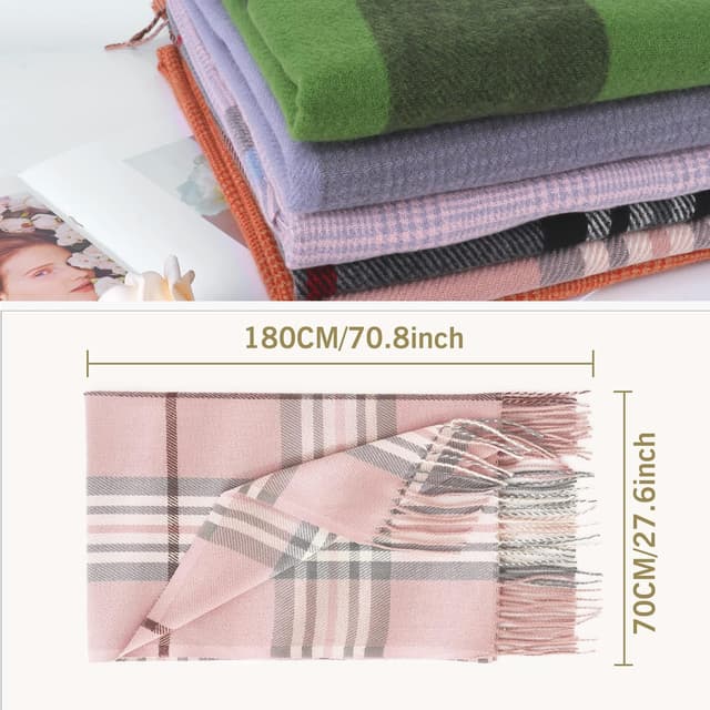 Detalle de Gebell Women Tartan Scarf (Winter Plaid Blanket) – long soft warm tartan check stole