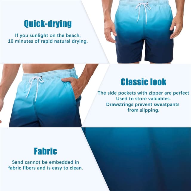 Detalle de Vorvowry Badeshorts Herren Wasserdicht, 92% Polyester