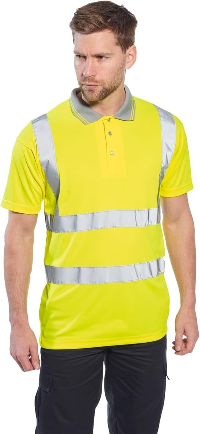 Detalle de Portwest Hi-Vis Short Sleeve Polo à manches courtes, tissu respirant et UPF 40+