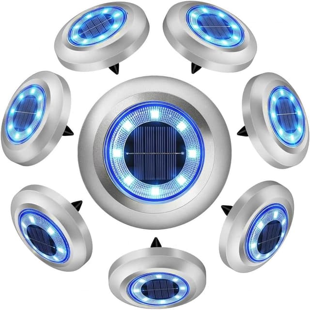 Detalle de ZFITEI Solar Ground Lights Outdoor Garden (8-Pack) – Waterproof blue-white pathway stake lights