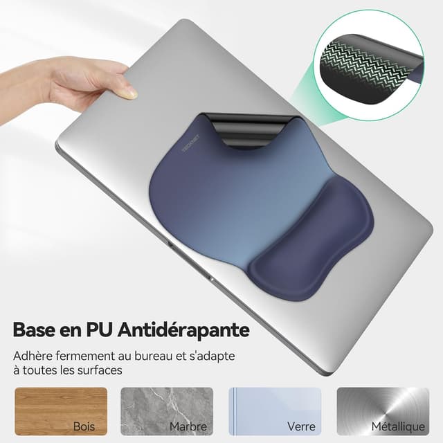 Detalle 2 de TECKNET Tapis souris ergonomique Gel Bleu