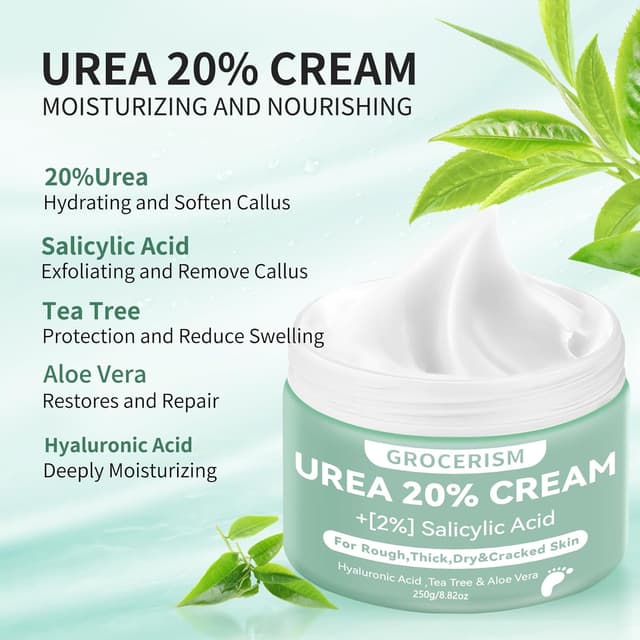 Detalle de Urea Creme 20 Prozent (250 g) – Hornhautentferner- und Feuchtigkeitscreme für Füße, Hände & mehr