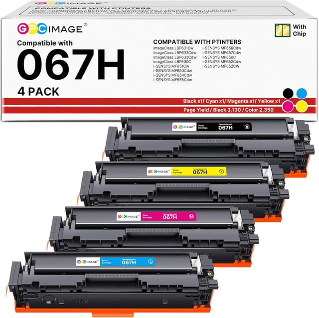 Detalle de Pack de 4 toners compatibles GPC Image 067H (067H noir + CMJ) pour Canon 067