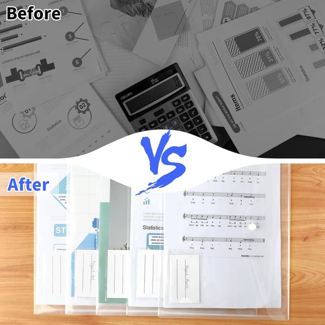 Detalle 2 de Smarpau A4 Plastic Wallets (10 Pack) – Clear document folders with button closure, labels and pocket