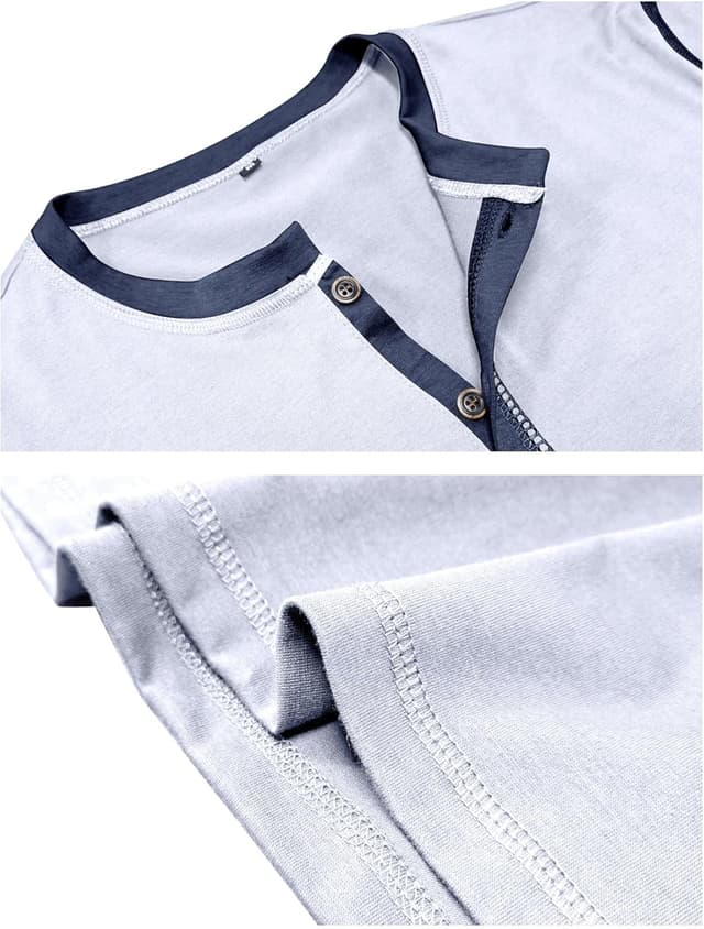 Detalle de Rodawu Henley-Shirt Herren Langarmshirt mit V-Ausschnitt und Brusttasche