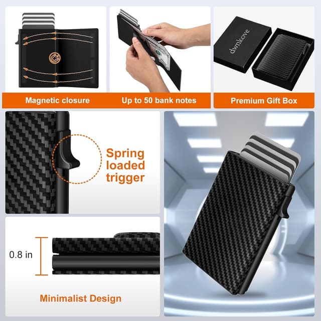 Detalle 2 de Portafoglio uomo slim in fibra di carbonio