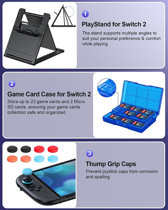 Thumbnail 6 de Ensemble WAXITY de 23 accessoires pour Switch 2 (2025) : rangement, transport et protections