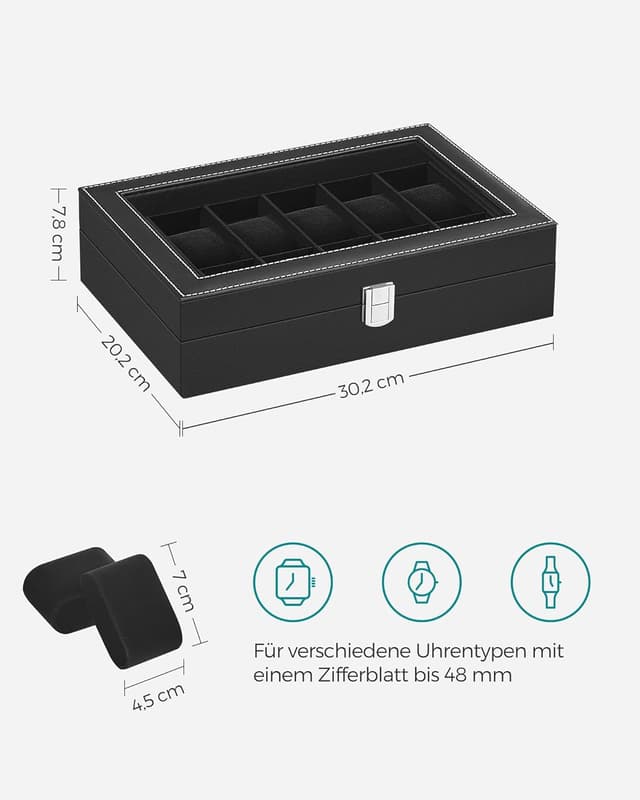Detalle 2 de SONGMICS Uhrenbox mit 12 Fächern
