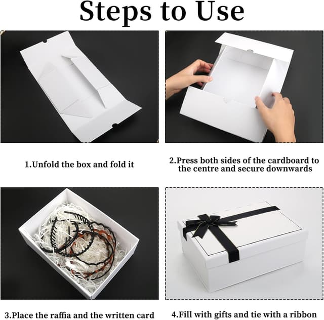 Detalle 2 de Schwarz Geschenkbox mit Deckel, 25 x 18 x 8,5 cm