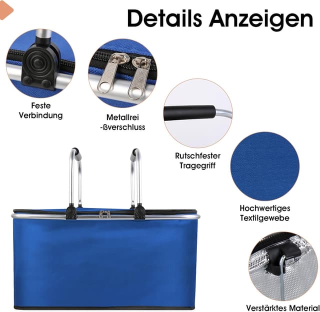 Detalle 2 de Kühlkorb Einkaufskorb 30 l mit Reißverschluss