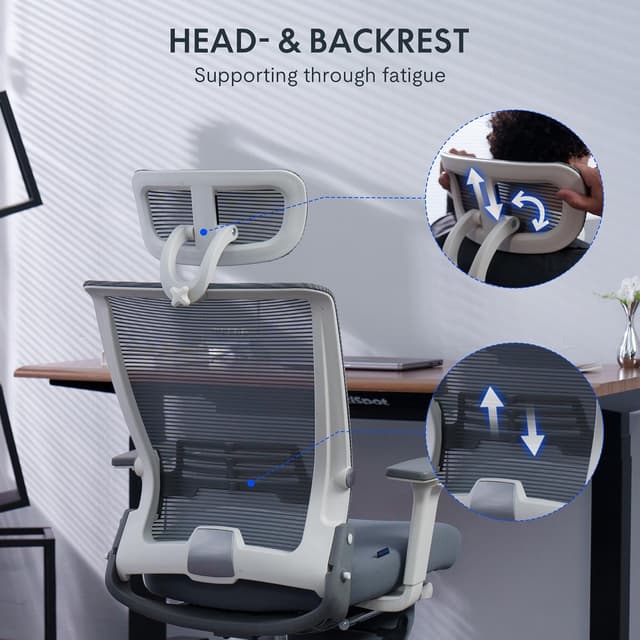 Detalle 2 de FLEXISPOT Foldex sedia da ufficio ergonomica pieghevole con schienale reclinabile, poggiapiedi e supporto lombare