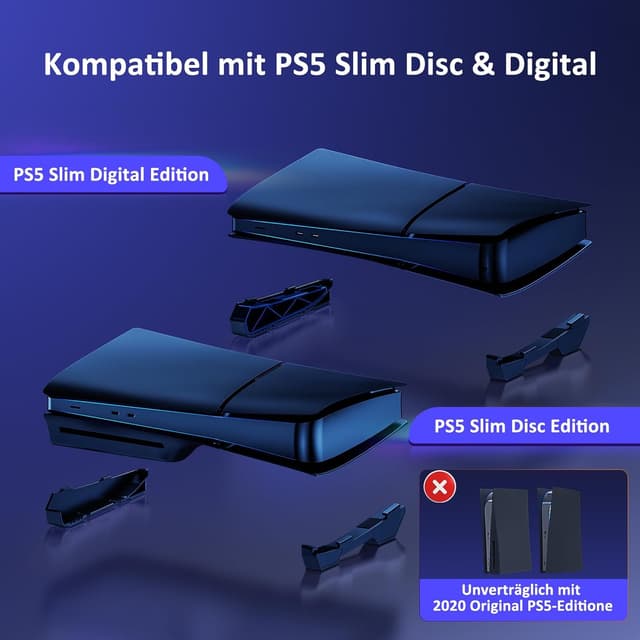 Detalle de NexiGo Horizontal Stand für PS5 Slim: Standfuß im minimalistischen Design (für Disc & Digital), Schwarz