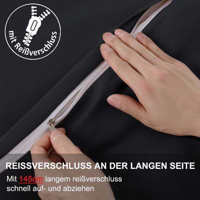Detalle de Kissenbezug 40x40 2er Set Kopfkissenbezug (Schwarz) aus 100% Mikrofaser, bügelfrei & knitterfrei mit Reißverschluss