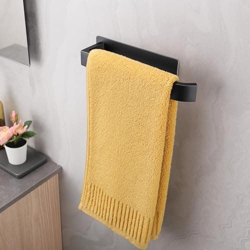 Detalle de ALOCEO toallero de baño adhesivo negro de acero inoxidable 304, 24 cm sin taladro