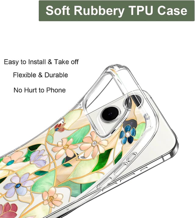 Detalle 1 de Unov Hülle für iPhone 16 Pro – klare, schlanke TPU-Schutzhülle mit erhabener Kante & geprägtem Muster