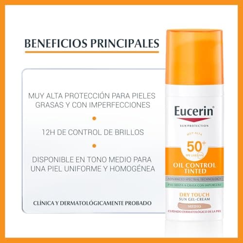 Detalle de Eucerin Sun Face Oil Control FPS 50+ tono medio 50 ml