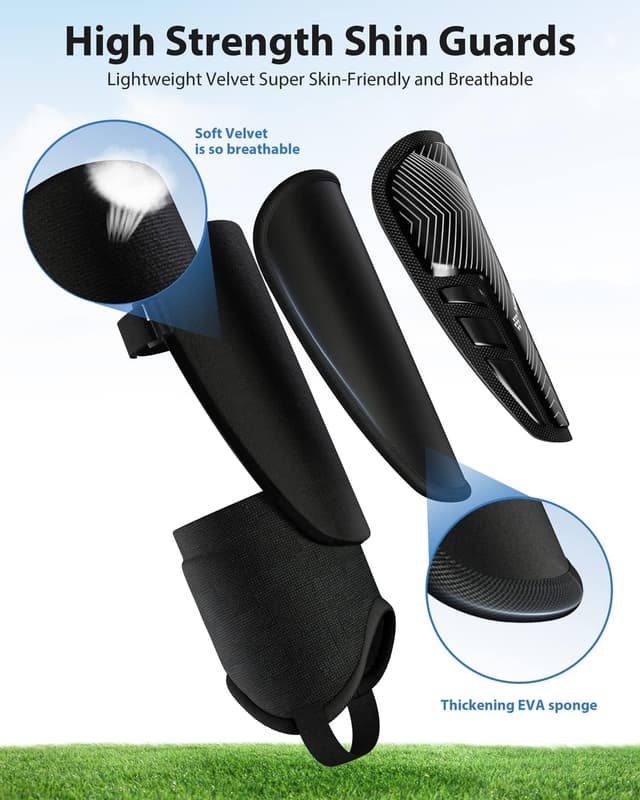 Detalle de AirsFish CE Certified Upgraded Soccer Shin Guards for Kids, Youth & Adults (Shin Guard Sleeves)