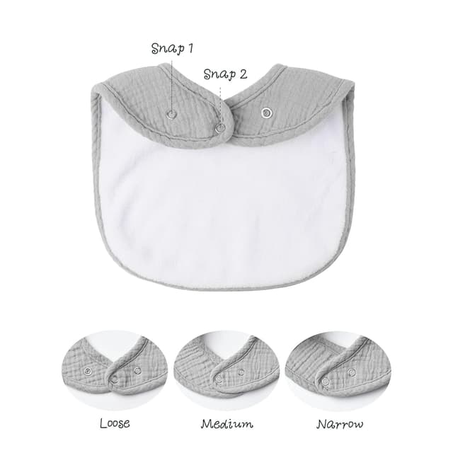 Detalle de Konssy Muslin Baby Bibs 8-Pack (Cotton Muslin Front, Fleece Back) for Teething & Drooling