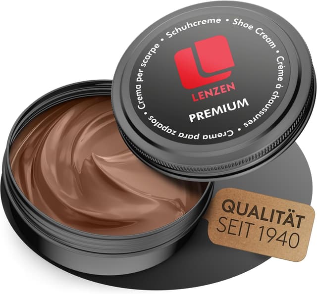 Detalle de Lenzen cirage pour chaussures en cuir lisse et grainé – teinture premium crème, éclat et rafraîchissement des couleurs