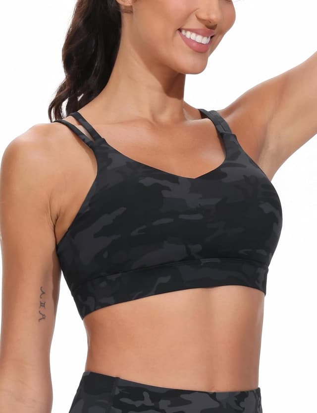 Detalle 2 de THE GYM PEOPLE reggiseno sportivo da donna con doppia cinghia spaghetti e spalline imbottite