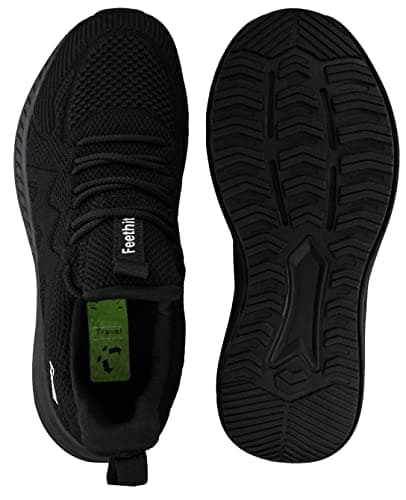 Detalle de Feethit Zapatillas de deporte para hombre (correr, gimnasio y caminar) negras, talla 46 EU