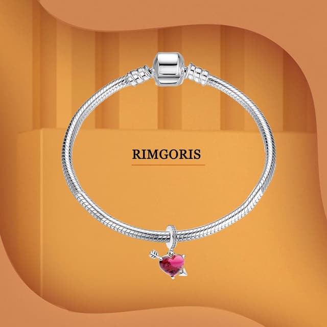Detalle de Rimgoris charm 925 in argento sterling con simboli romantici per bracciali e collane