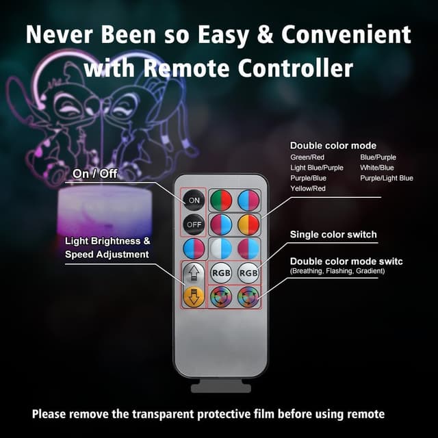 Thumbnail 6 de Hoofun Lámpara Stitch 3D LED, 16 Colores, Control Remoto 🎨