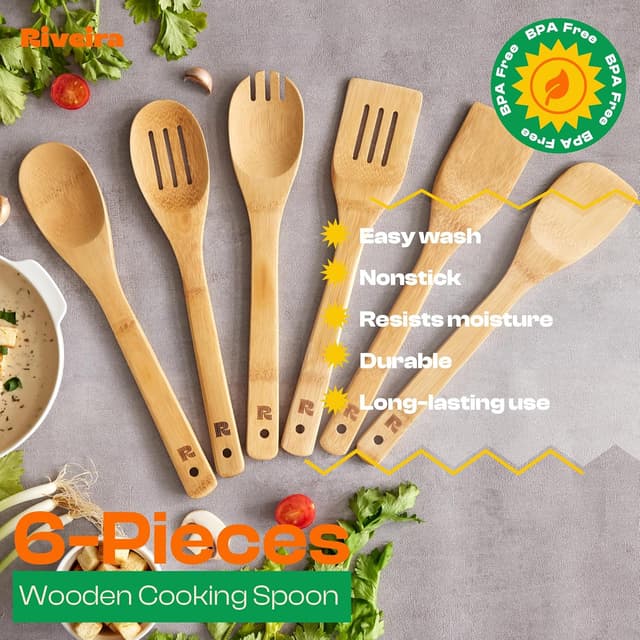 Thumbnail 4 de Riveira Bamboo Cooking Spoons 6-piece 🍴