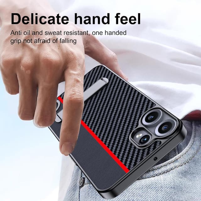 Detalle 2 de FDHYFGDY Hülle für Nothing CMF Phone 2 Pro – Schutzhülle mit Ständer (carbonfaseroptisch) und verstellbarem Winkel